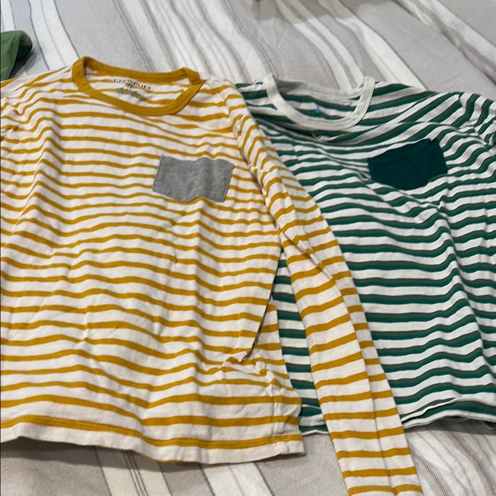 Striped Kids Long Sleeve Shirts - Yellow and Green